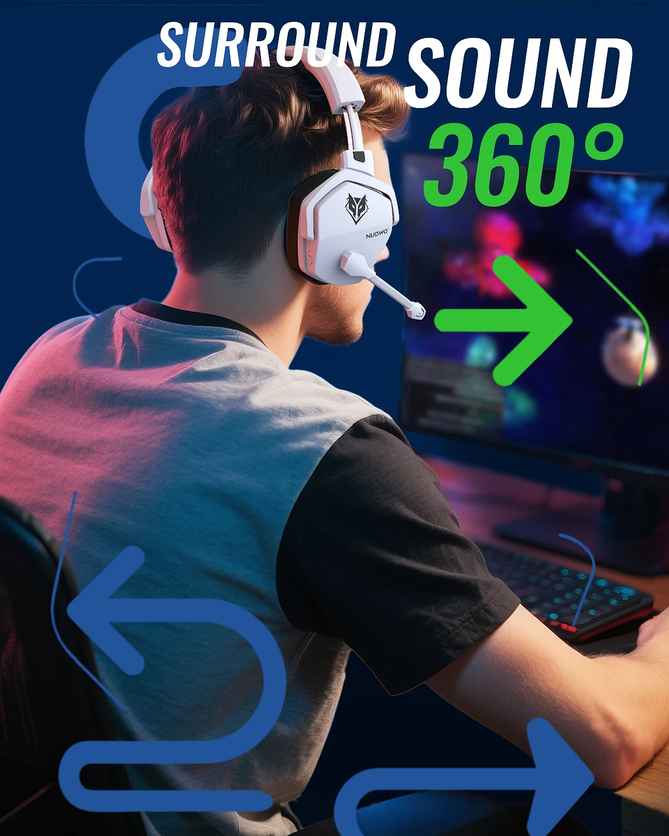 Audífonos Gamer Inalámbricos NUBWO G06 con Base de Carga 6