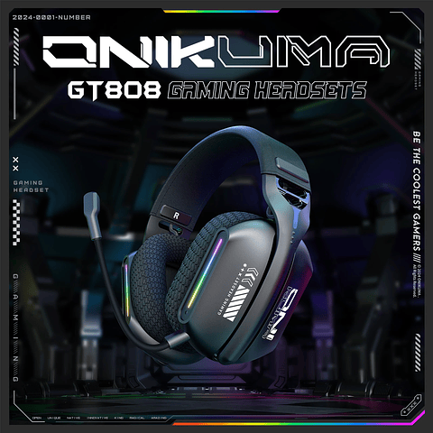 Audífonos Gamer Inalámbricos Onikuma GT808 RGB 3 Modos