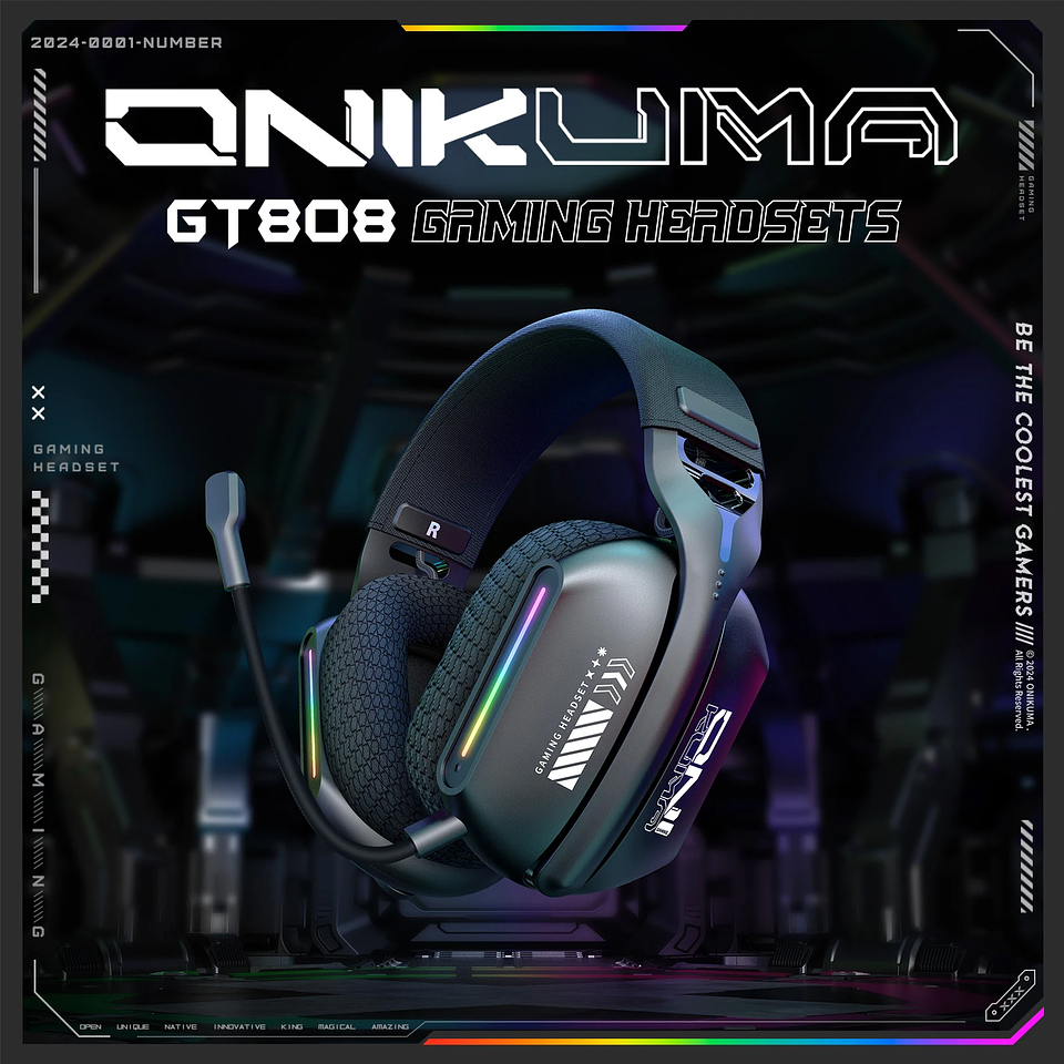Audífonos Gamer Inalámbricos Onikuma GT808 RGB 3 Modos 1