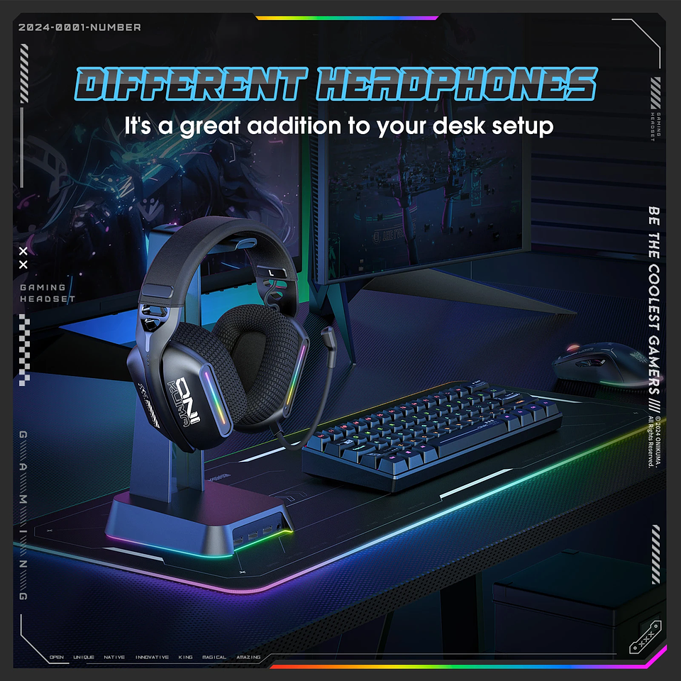 Audífonos Gamer Inalámbricos Onikuma GT808 RGB 3 Modos 5