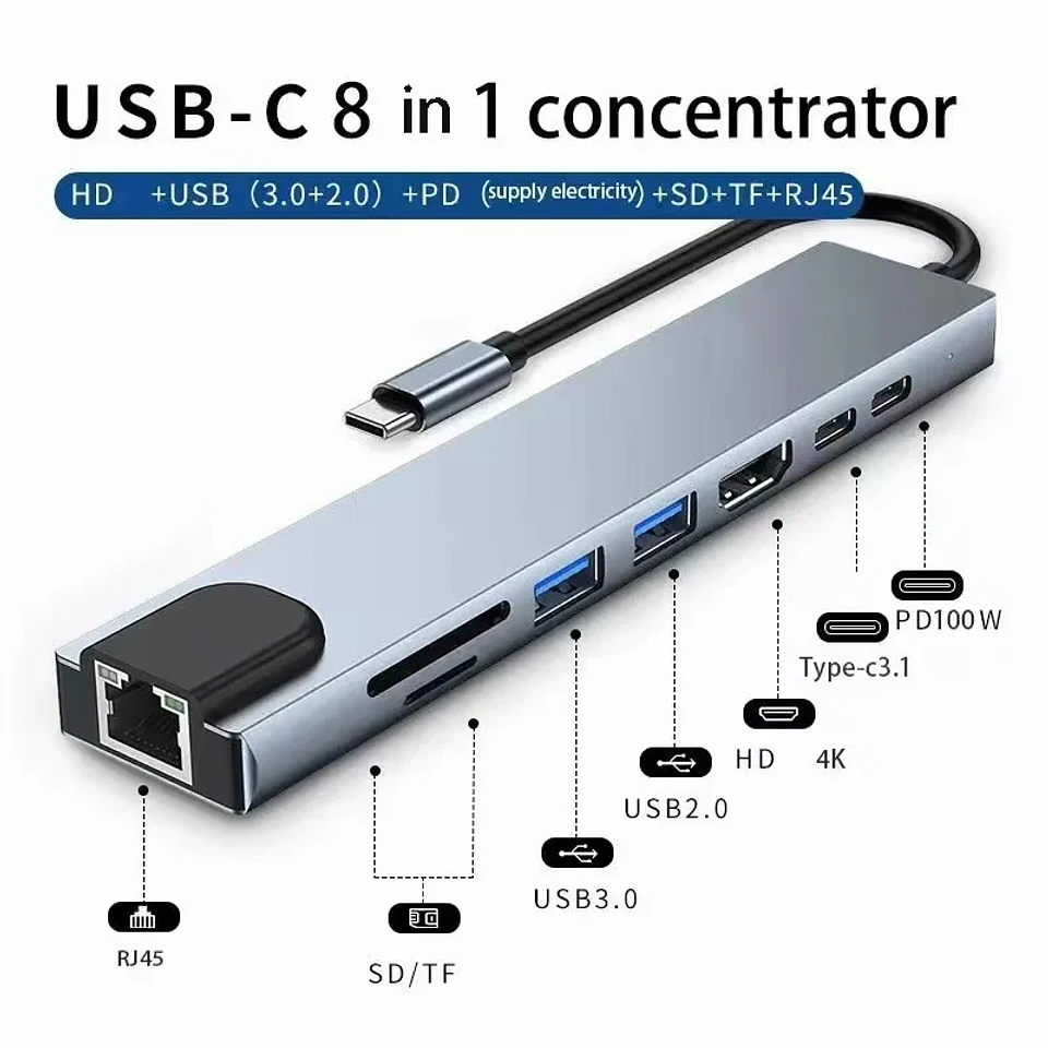 Hub USB-C 8 en 1 con HDMI 4K y Carga Rápida 4