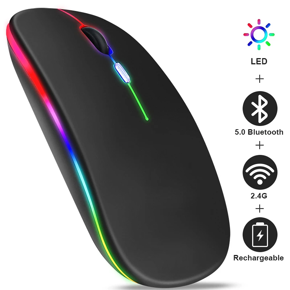 Mouse Inalámbrico Recargable RGB Bluetooth + USB Dual Mode 1