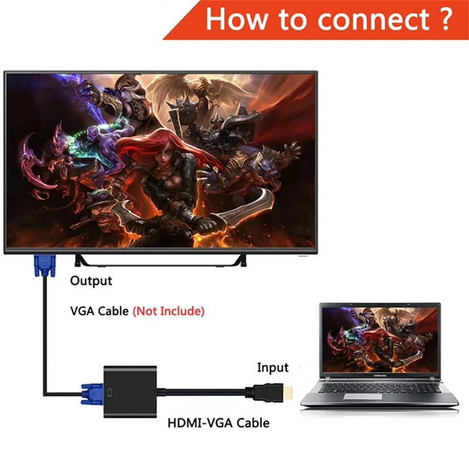 Adaptador HDMI a VGA 1080P para Notebook y PC 4