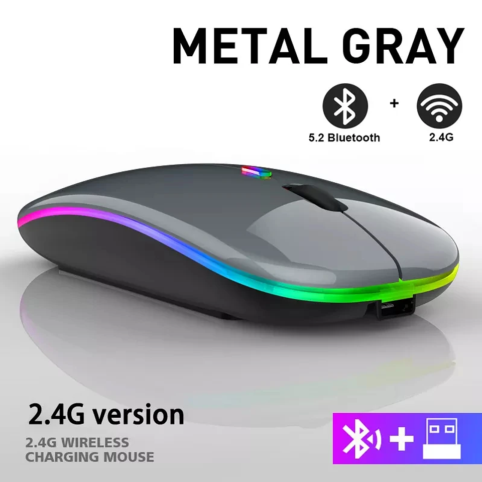 Mouse Inalámbrico Recargable RGB Bluetooth + USB Dual Mode 7