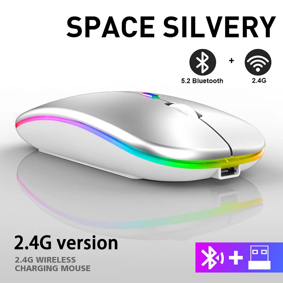 Mouse Inalámbrico Recargable RGB Bluetooth + USB Dual Mode 11
