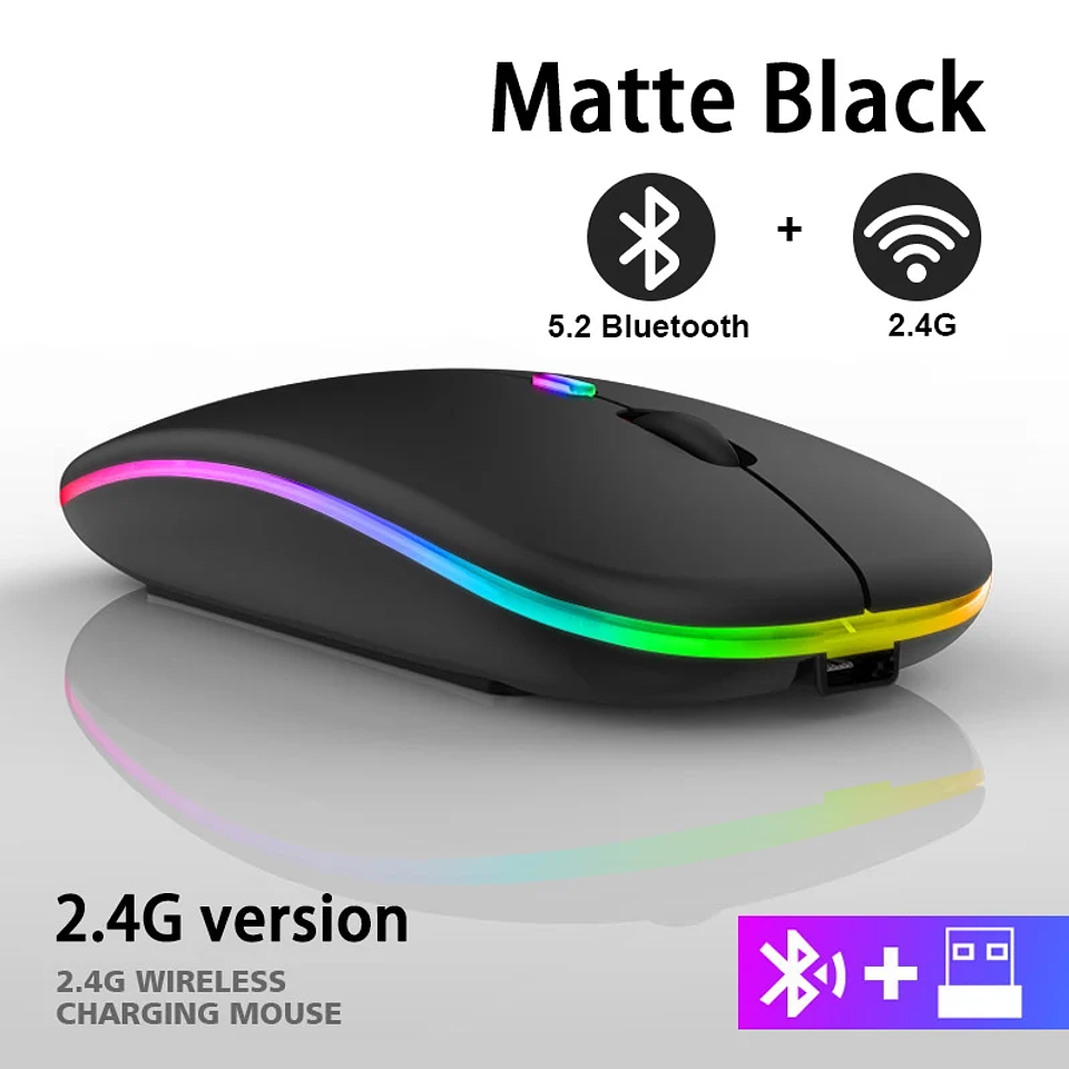 Mouse Inalámbrico Recargable RGB Bluetooth + USB Dual Mode 12