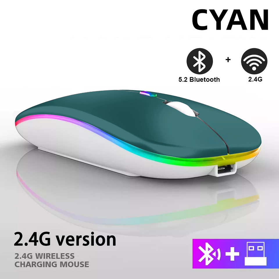 Mouse Inalámbrico Recargable RGB Bluetooth + USB Dual Mode 15