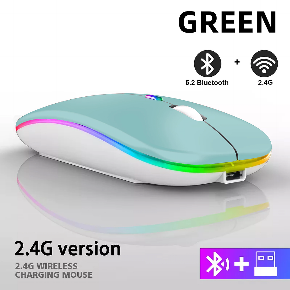 Mouse Inalámbrico Recargable RGB Bluetooth + USB Dual Mode 16