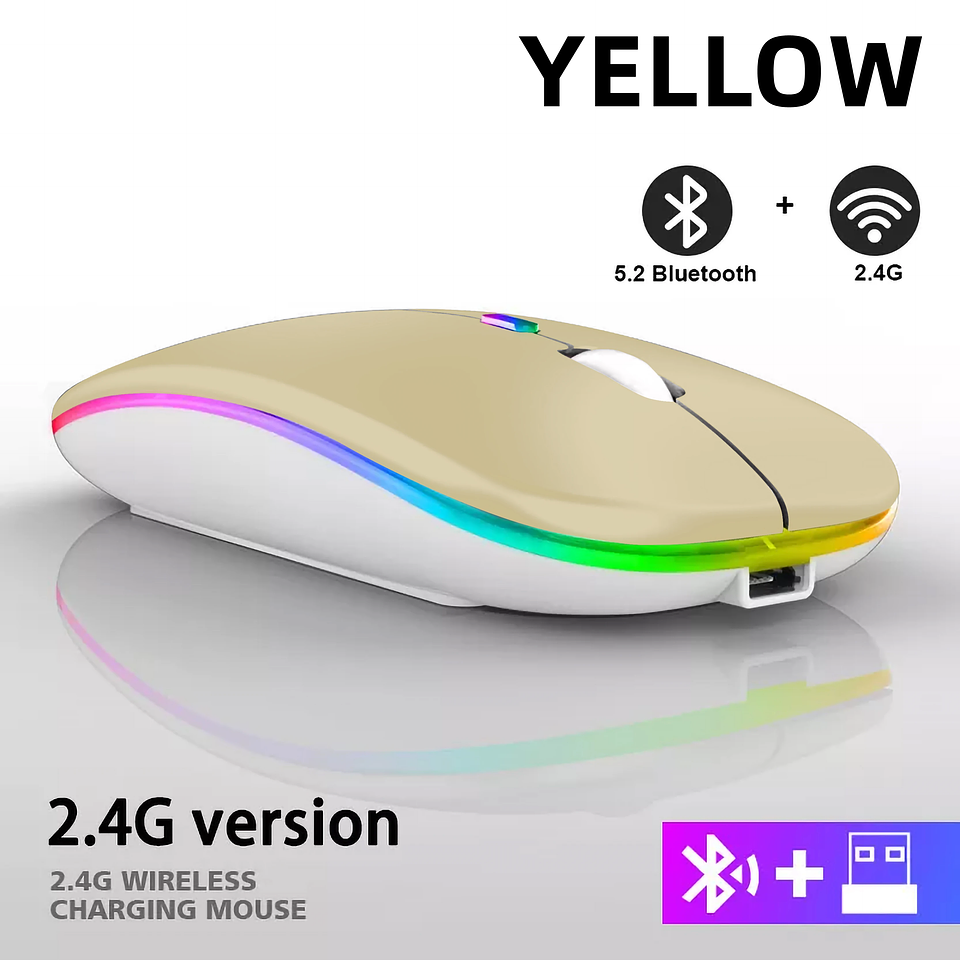 Mouse Inalámbrico Recargable RGB Bluetooth + USB Dual Mode 17