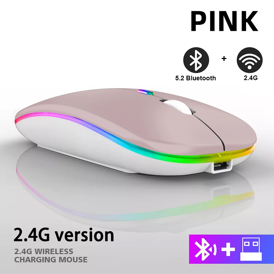 Mouse Inalámbrico Recargable RGB Bluetooth + USB Dual Mode 18