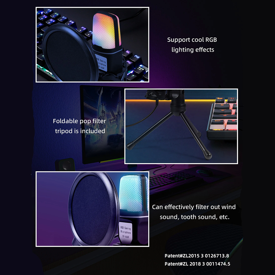 Micrófono USB Gamer AyeBeau Kit Streaming Profesional 3