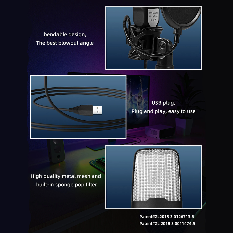 Micrófono USB Gamer AyeBeau Kit Streaming Profesional 4