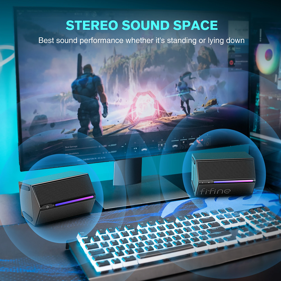 Parlantes Gamer RGB FIFINE A20 Sonido Estéreo Envolvente 2