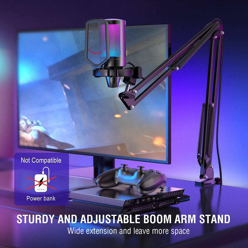 Micrófono Gamer RGB FIFINE A6T USB Kit Completo Streaming | Brazo + Filtro Anti Pop 4