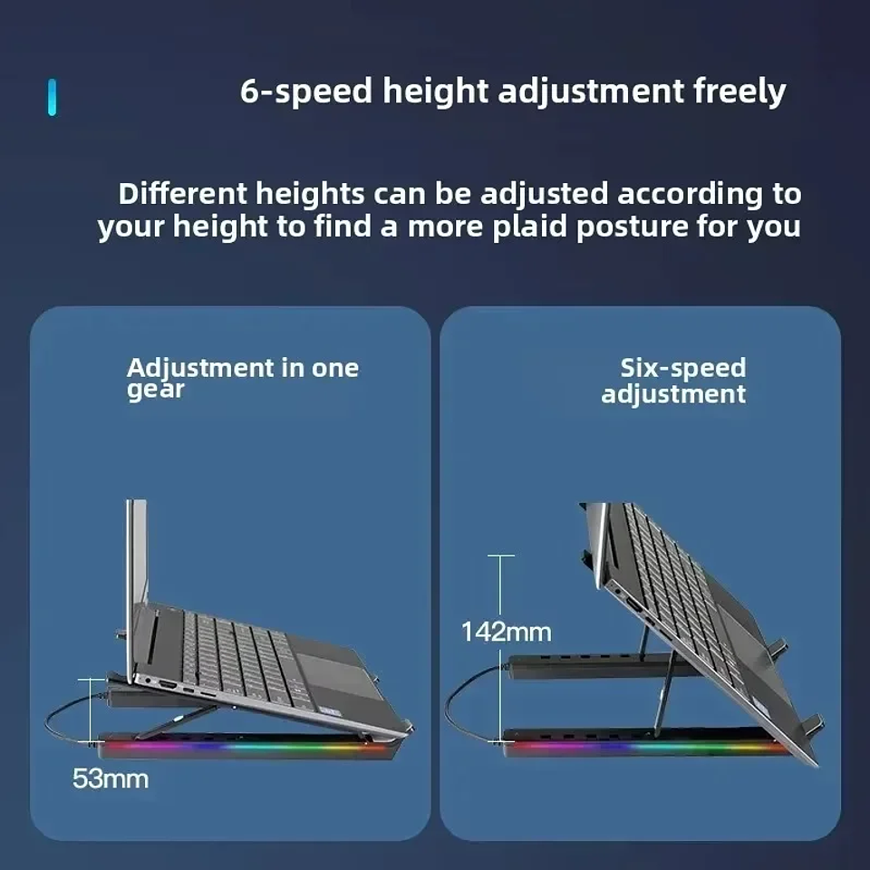 Soporte Laptop RGB 4 en 1 Ajustable de Aluminio 5