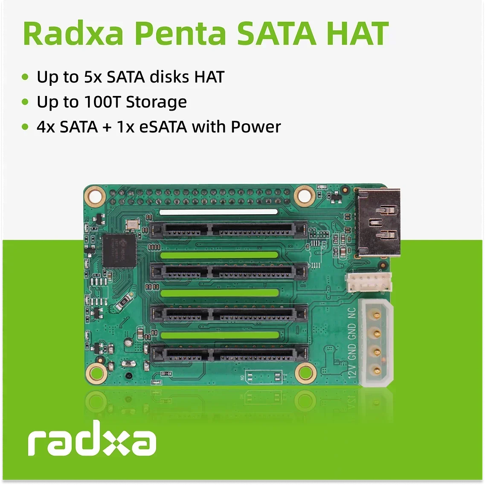 Módulo Penta SATA HAT para Raspberry Pi 5 (Hasta 5 Discos) 4