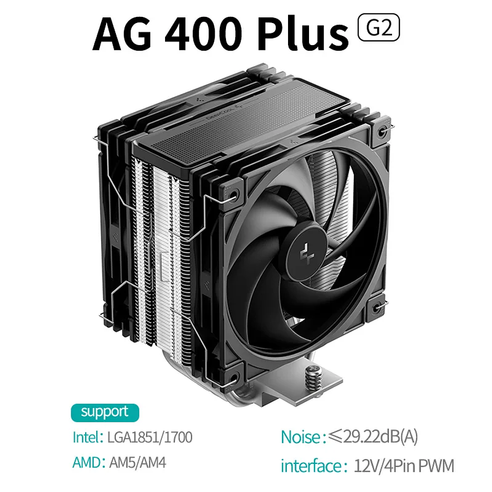 Cooler CPU Deepcool AG400 Plus Doble Ventilador Alto Rendimiento 7