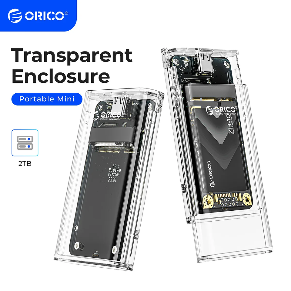 Case mSATA ORICO Transparente USB-C 5Gbps Portátil 1