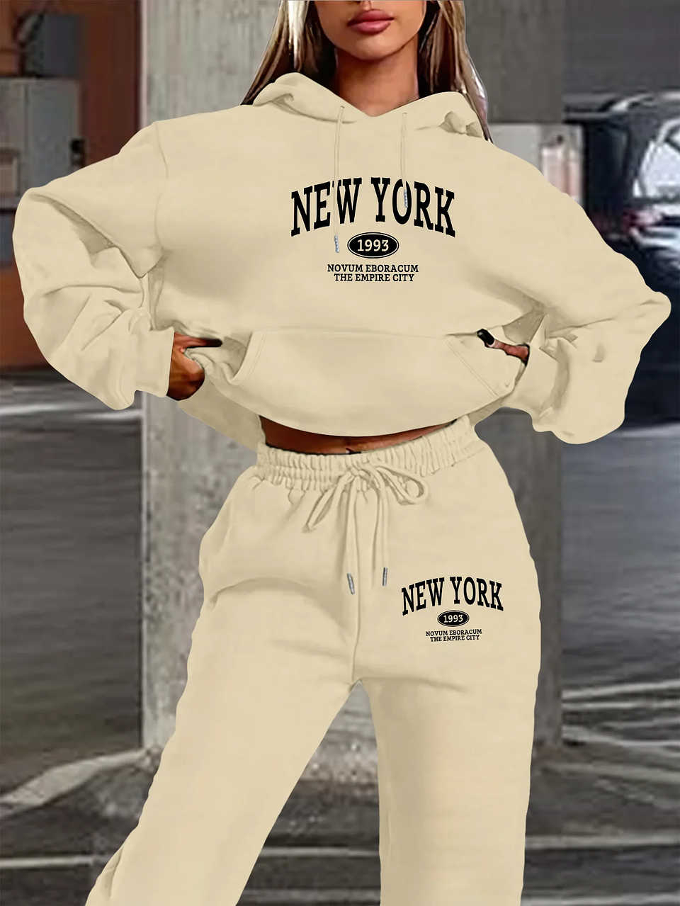 Conjunto Deportivo Mujer 2 Piezas New York – Buzo + Polerón Casual Oversize Moda Invierno 2026 7