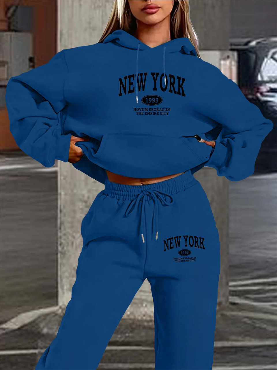 Conjunto Deportivo Mujer 2 Piezas New York – Buzo + Polerón Casual Oversize Moda Invierno 2026 9