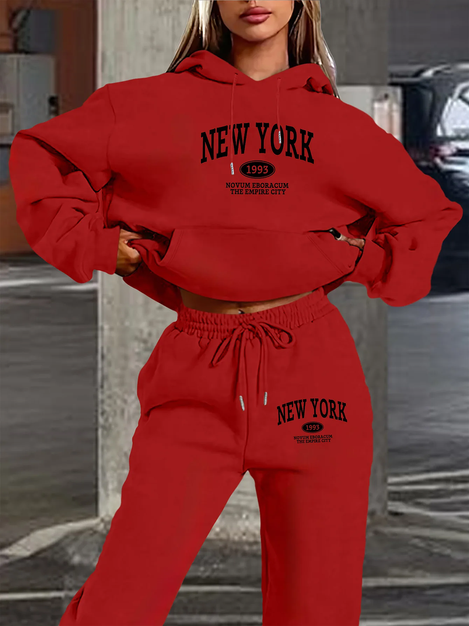 Conjunto Deportivo Mujer 2 Piezas New York – Buzo + Polerón Casual Oversize Moda Invierno 2026 12