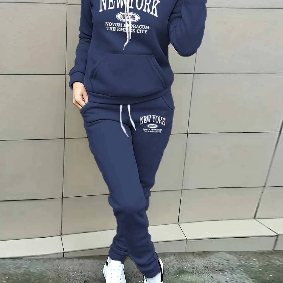 Conjunto Deportivo Mujer 2 Piezas New York – Buzo + Polerón Casual Oversize Moda Invierno 2026 14