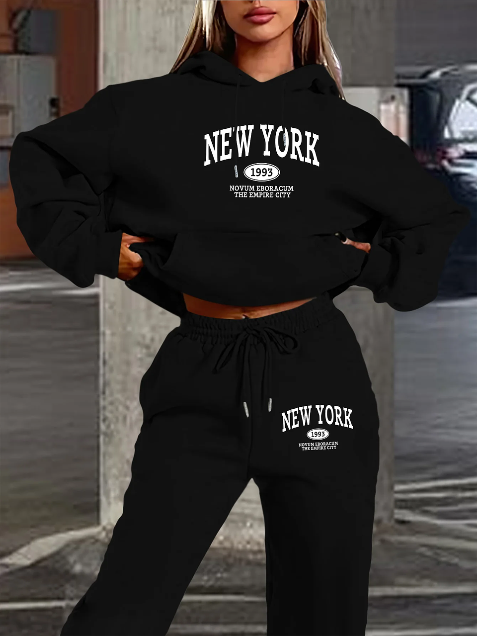 Conjunto Deportivo Mujer 2 Piezas New York – Buzo + Polerón Casual Oversize Moda Invierno 2026 17