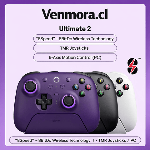 Control Inalámbrico 8BitDo Ultimate 2 Pro RGB | PC, Android, Bluetooth, Anti Drift