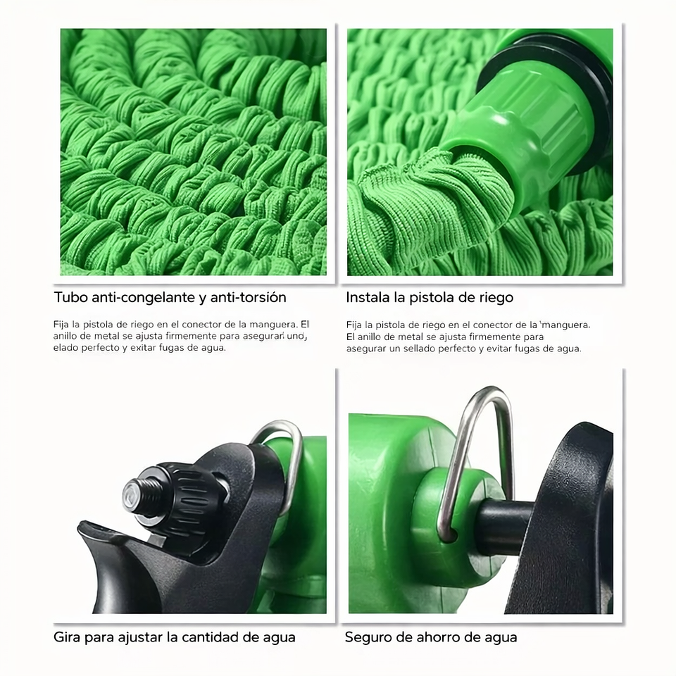 👉 Manguera Expandible Alta Presión 7 Funciones | Hasta 60m con Pistola de Riego 6