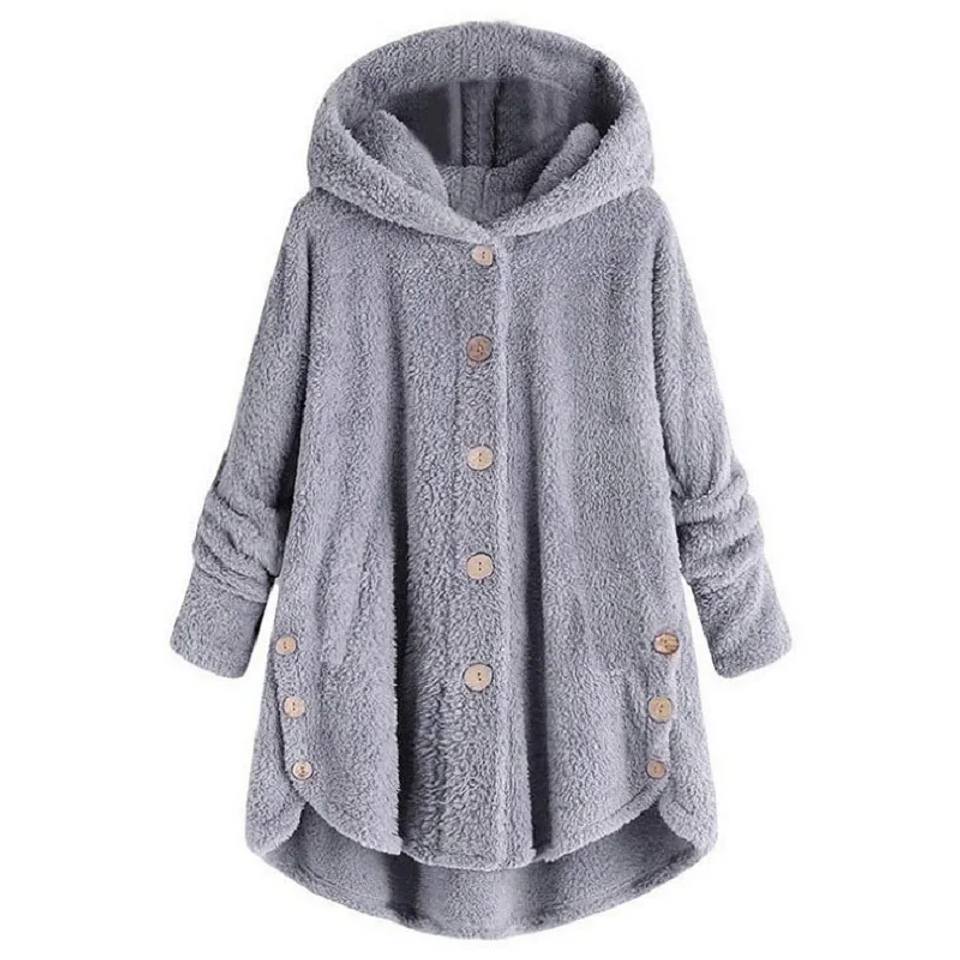 Chaqueta Polar Mujer con Capucha Invierno | Abrigo Suave y Térmico Oversize 3
