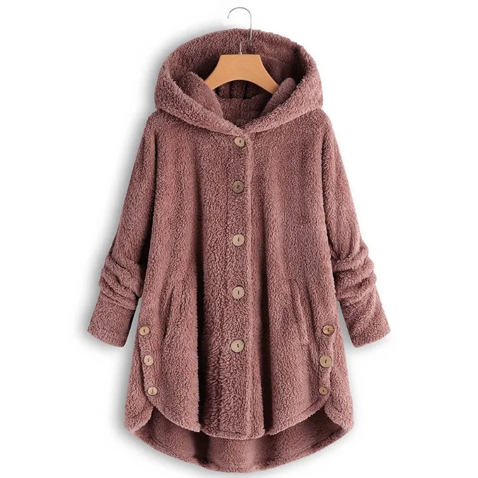 Chaqueta Polar Mujer con Capucha Invierno | Abrigo Suave y Térmico Oversize 4