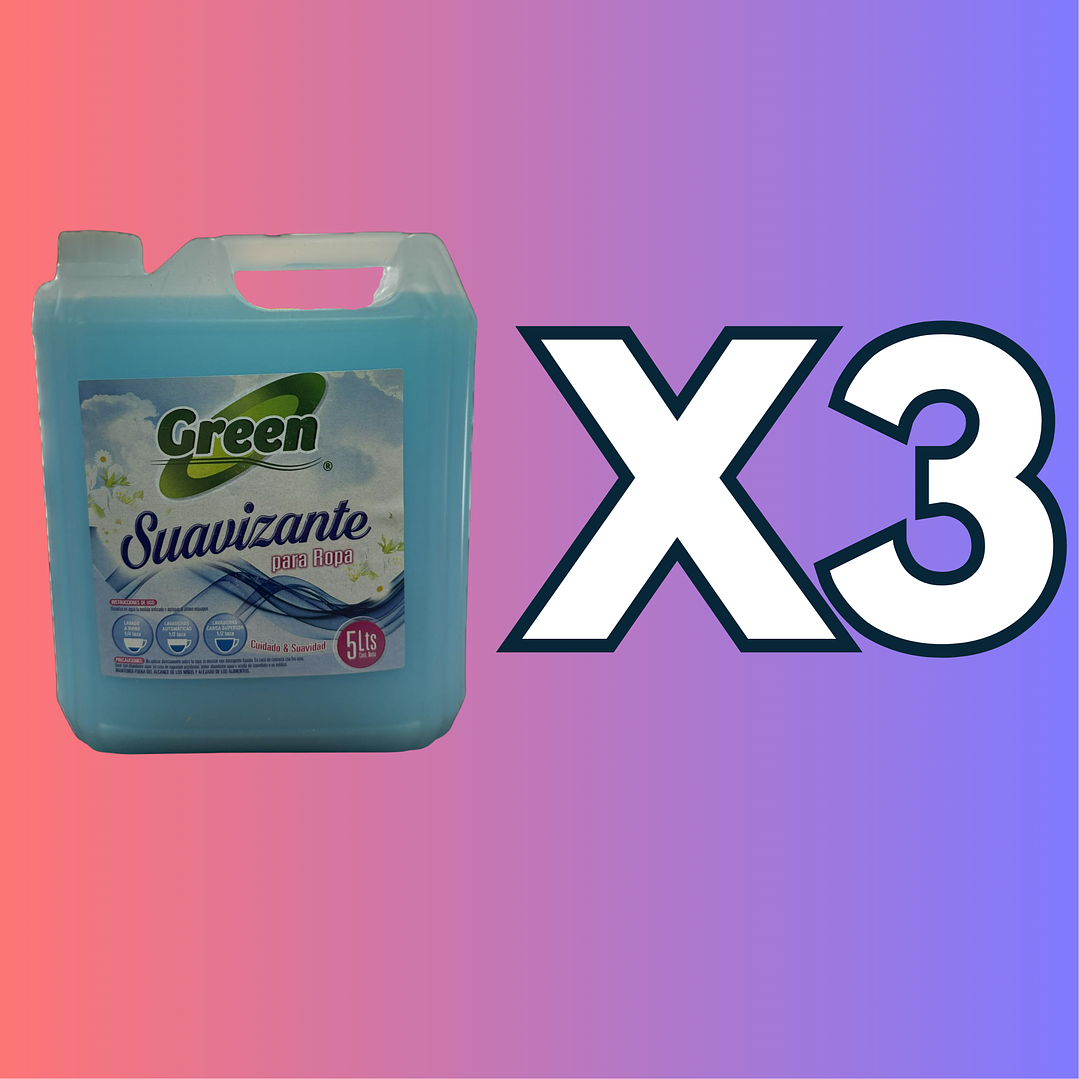 SUAVIZANTE PARA ROPA GREEN 5L / PACK X3 UNIDADES  1