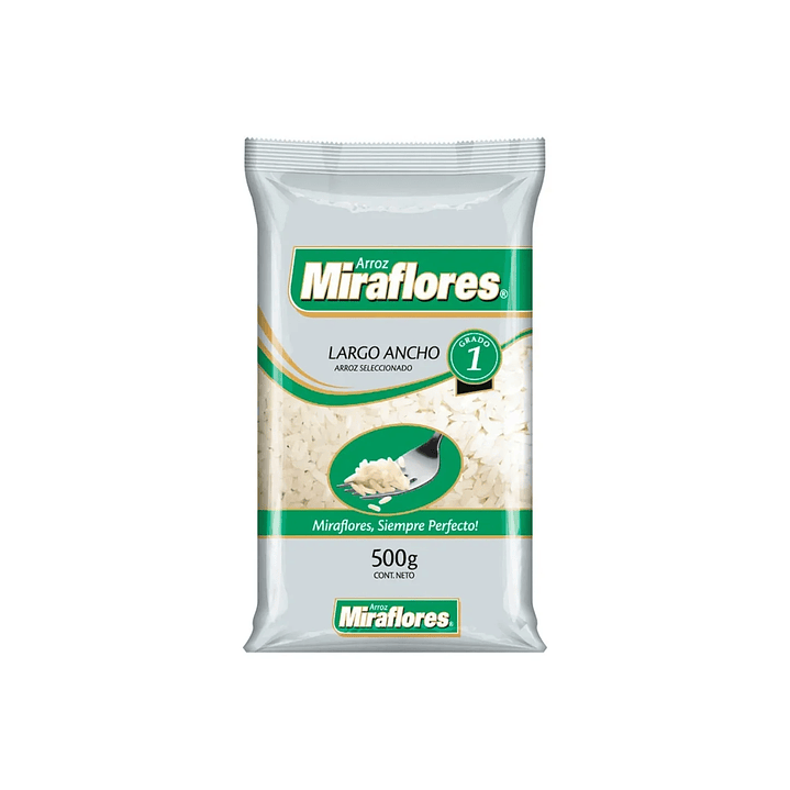 Display Arroz Miraflores Largo Ancho 500g / 10 Unidades 1