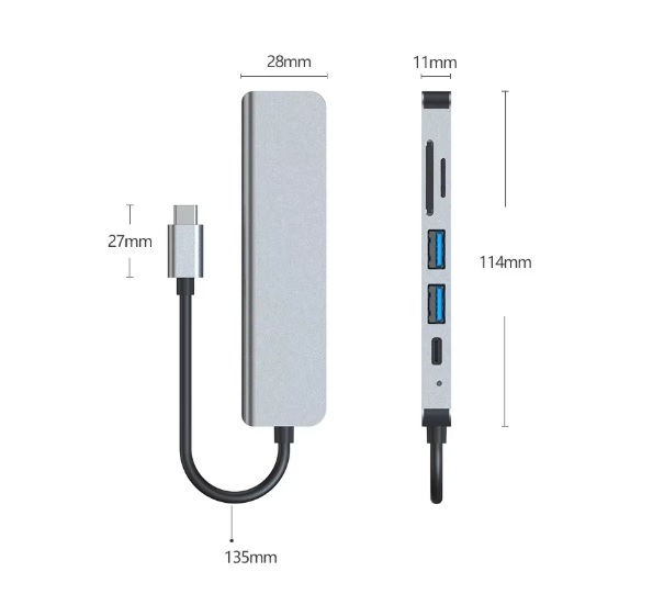 Adaptador Usb Hub Hdmi Tipo C 6 En 1 2