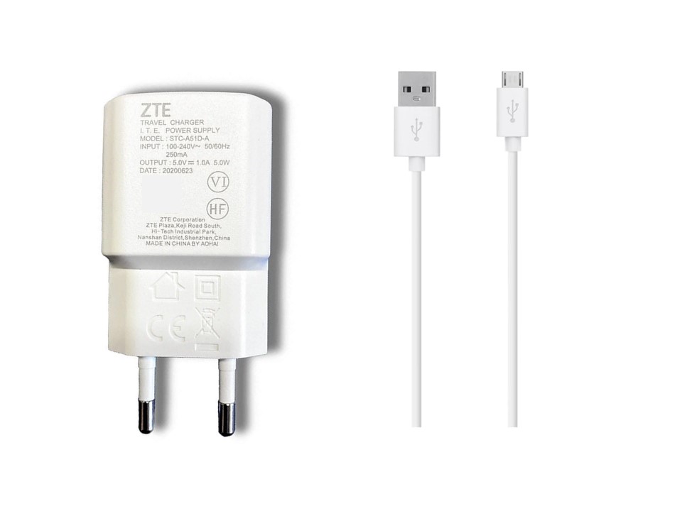 Cargador Original ZTE + Cable Micro USB Genuino 1.0A 3