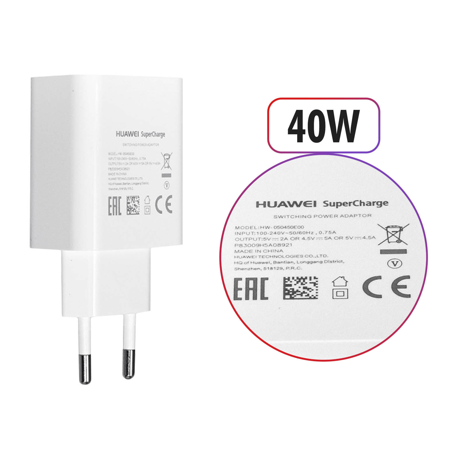 Cargador Original Huawei SuperCharger 40W + Cable Tipo C 2