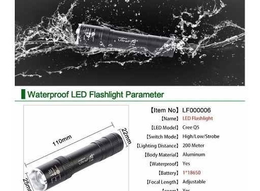 Linterna Tactica Impermeable De 1800 Lum + Pila 18650 Recarg 4