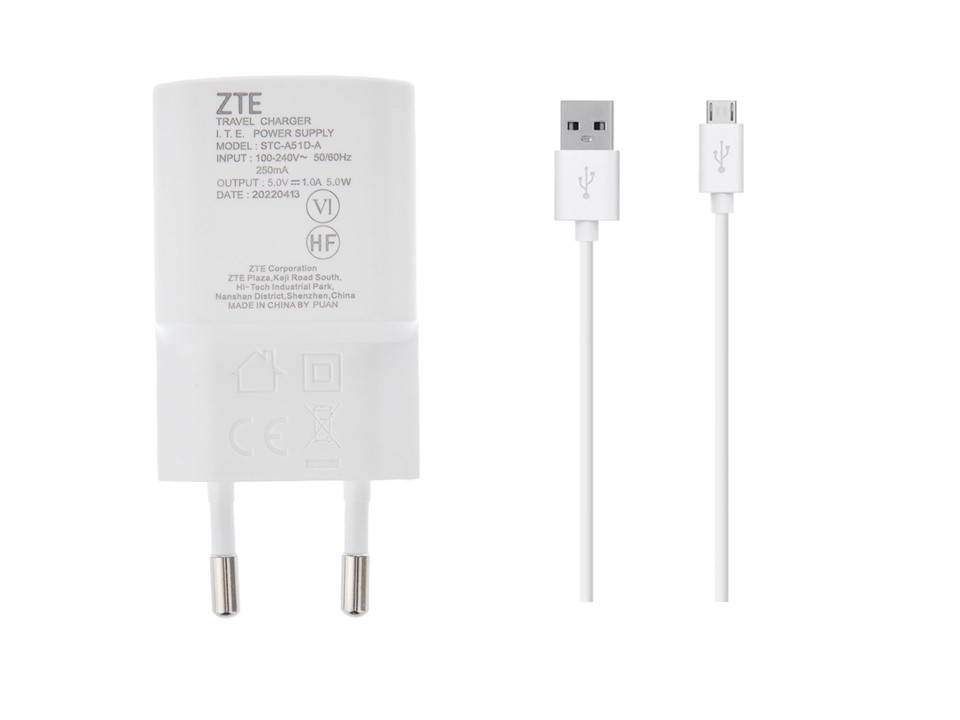 Cargador Original ZTE + Cable Micro USB Genuino 1.0A 1
