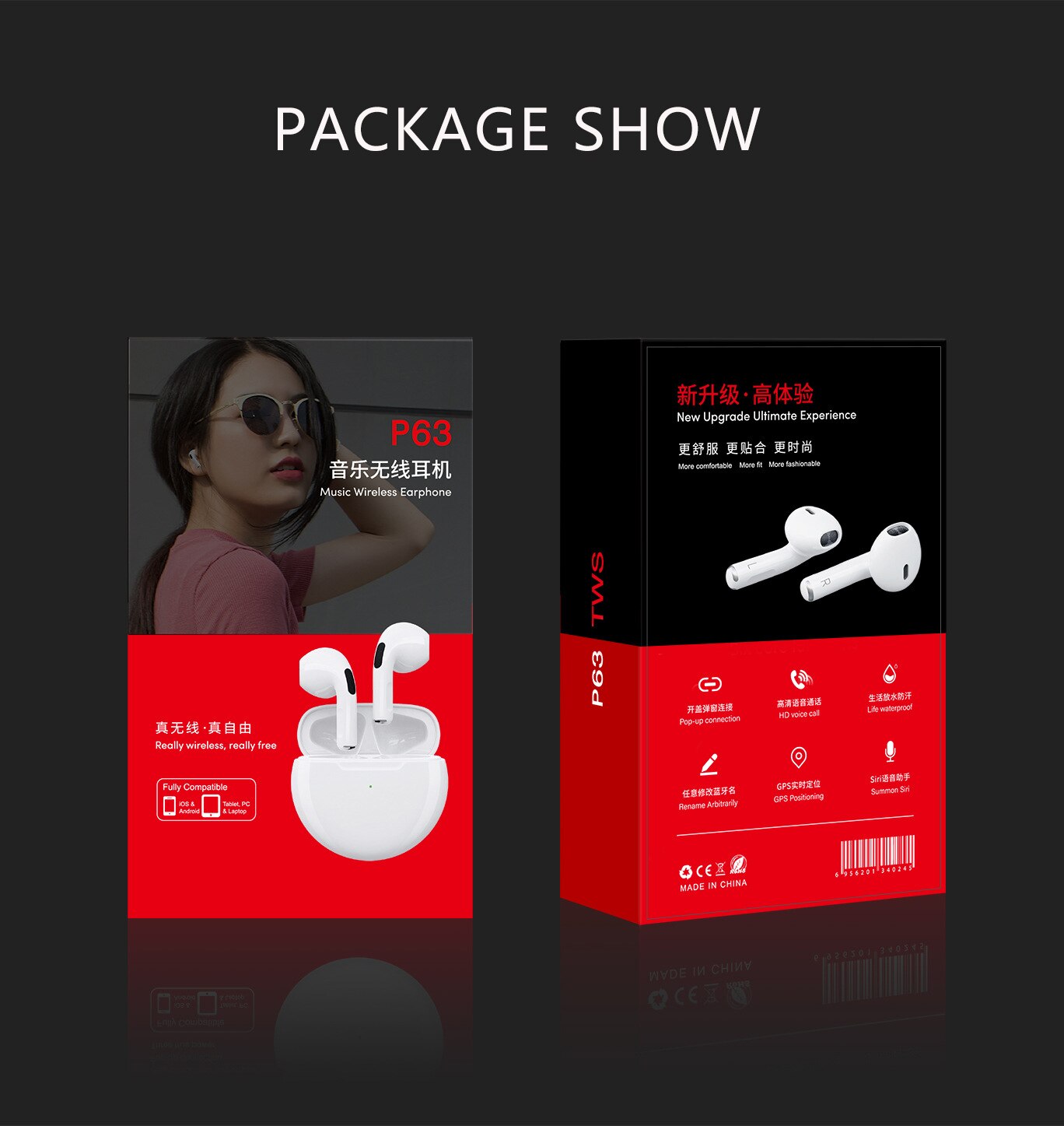 Manos Libres TWS P63 Ergonómico Inalámbrico 3