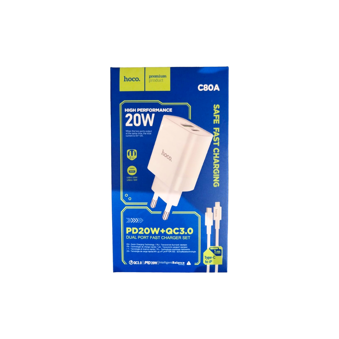 Cargador Carga Rápida 20w Hoco C80A Doble Puerto 2