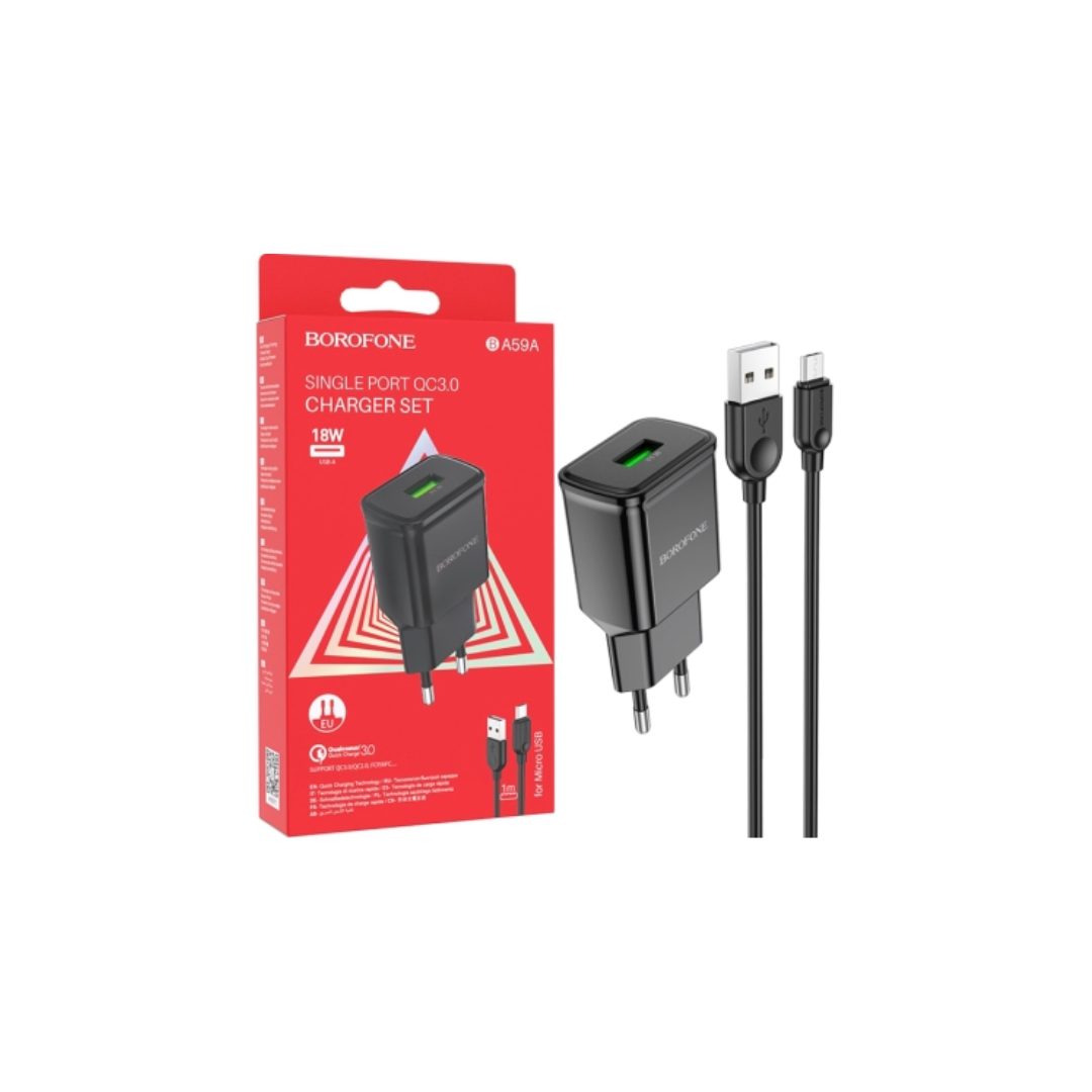 Cargador Fast Charger 18w Borofone + Cable Micro Usb 2