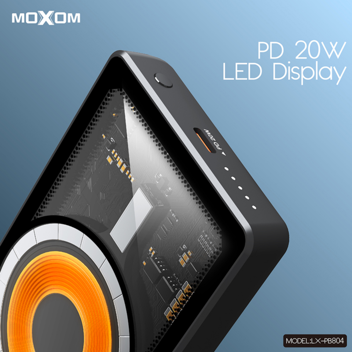 Power Bank Inalámbrica Moxom Litio Carga Rápida 5000 mAh 4