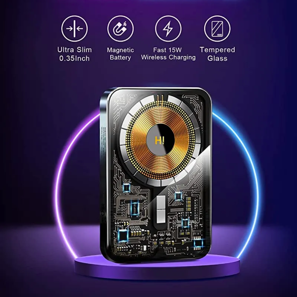 Power Bank Inalámbrica Moxom Litio Carga Rápida 5000 mAh 7