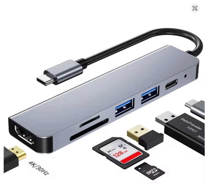 Adaptador Usb Hub Hdmi Tipo C 6 En 1 3