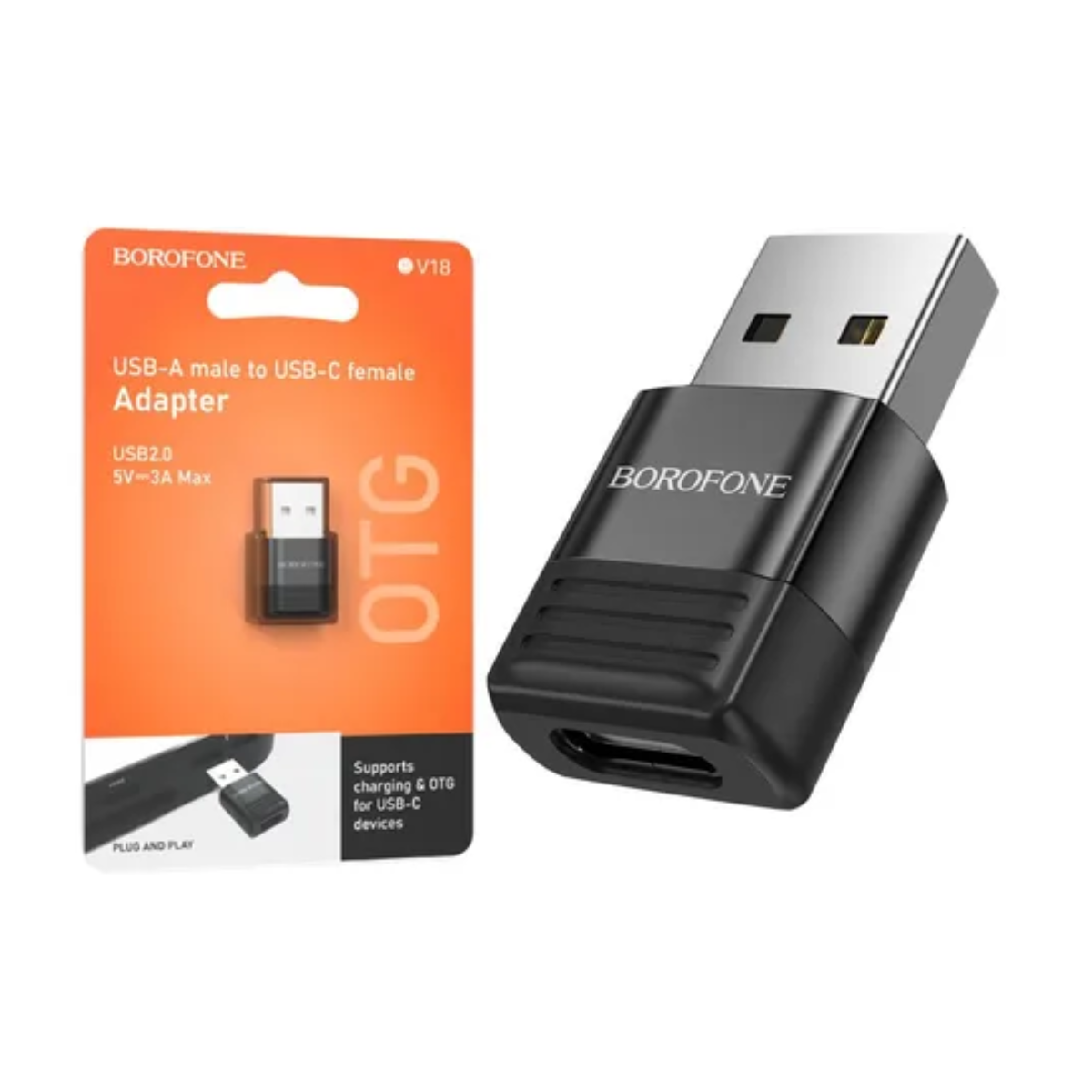 Adaptador Otg Tipo C A Usb Borofone Bv18 Negro 3