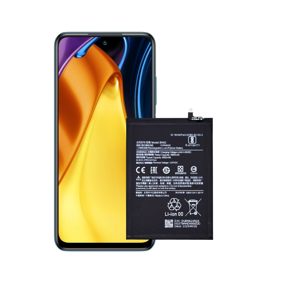 Bateria Xiaomi Redmi 9T 4G Modelo BN62 6000 Mah 1