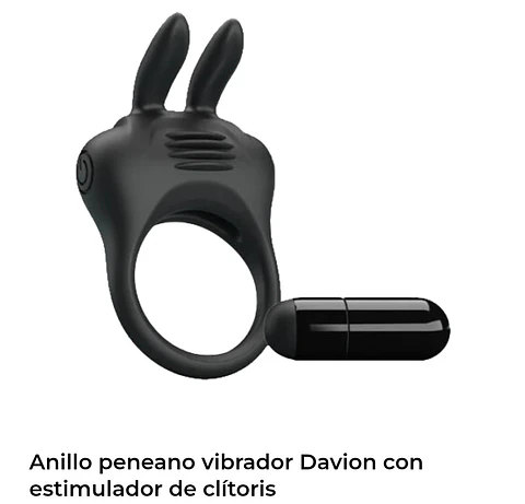 Anillo peneano vibrador davion con estimulador de clitoris