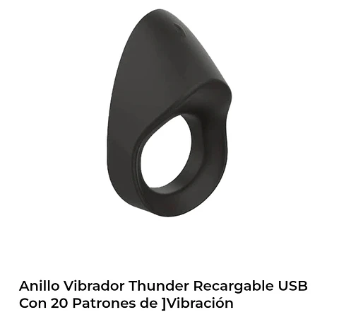 Anillo vibrador thunder recargable usb con 20 patrones de vibracion