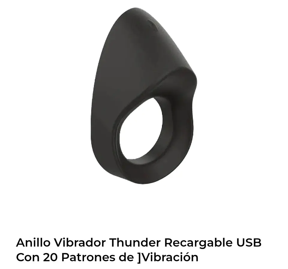 Anillo vibrador thunder recargable usb con 20 patrones de vibracion 1