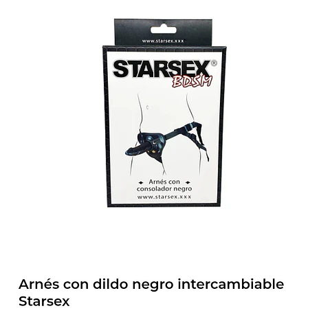 Arnés con dildo negro intercambiable starsex